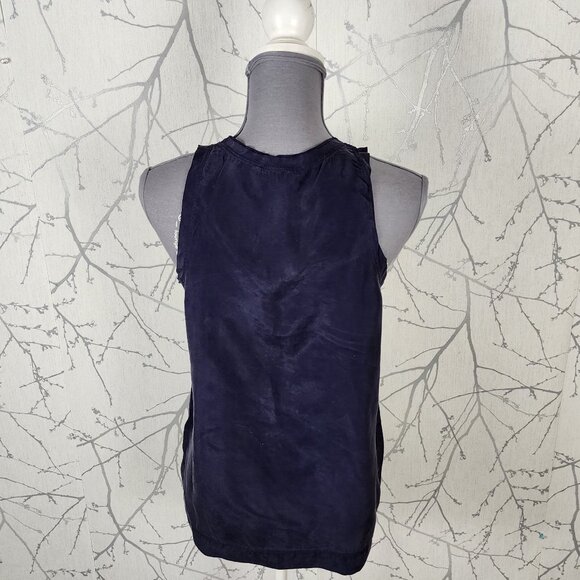 August Silk Dark Purple 100% Silk Ruffle Tuxedo Tank - Picture 4 of 6